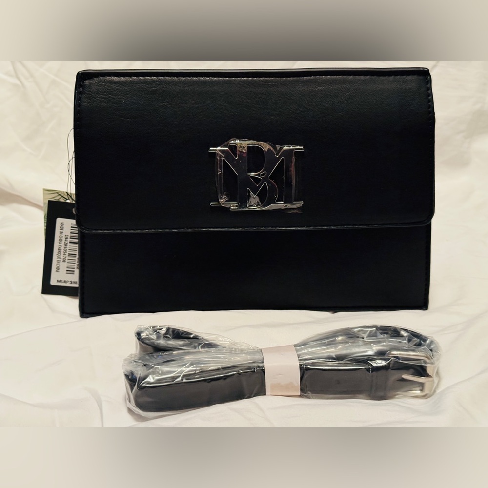 Badgley Mischka Black Clutch with Silver Logo